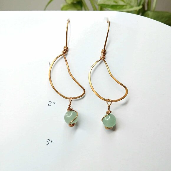 Fluorite Crescent Moon Gemstone Dangle Earrings, 2.5" - Picture 5 of 5